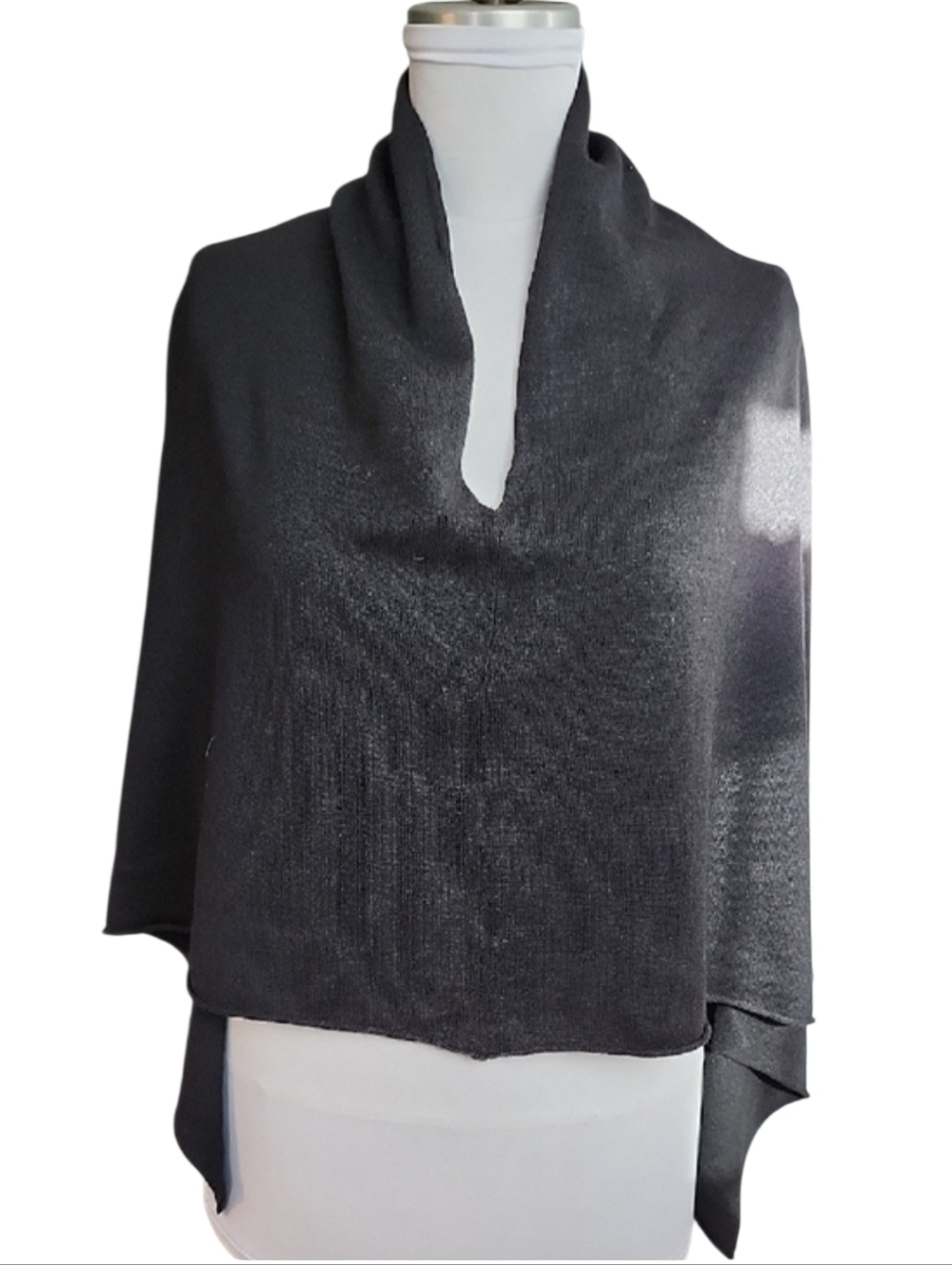 Acrobat Black Silk-Cashmere Lightweight Poncho Wrap OS